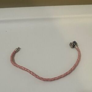 Pink Braided Cord Bracelet with Silver Clasp